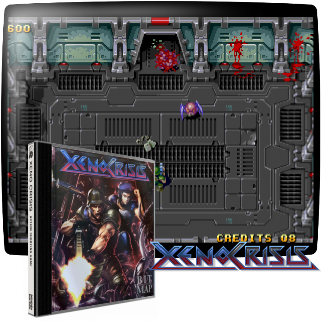 Video game screenshot for Xeno Crisis - Xeno Crisis is an arena shooter in which up to two players take control of battle-hardened marines embarking on a deadly mission to confront an alien menace and get home alive! Run and gun your way through thousands of adversaries as you explore the research outpost, searching for survivors, and ultimately confronting the origin of the outpost's demise.
Featuring seven areas and a legion of deadly enemies and intimidating bosses, Xeno Crisis is a formidable challenge, and you'll need to make wise use of the various weapons and upgrades to stand a chance. Only with a combination of lightning quick reactions and guile will you be able to complete your mission, but be warned - only the most adept of players will be able to see the true ending!