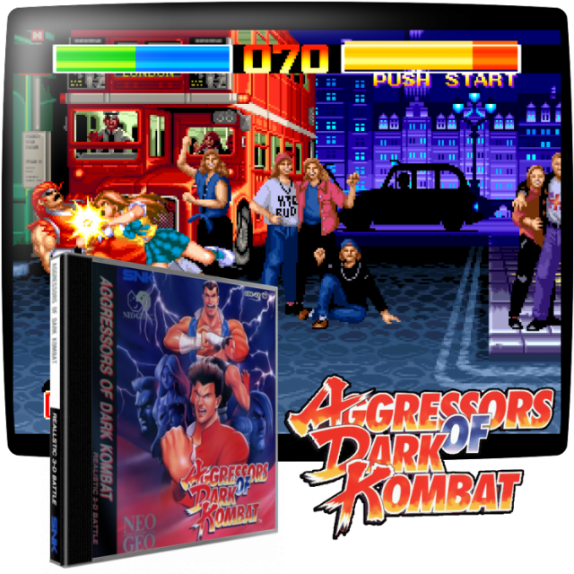 Video game screenshot for Aggressors Of Dark Kombat - Aggressors of Dark Kombat es otro combate callejero uno contra uno. Enfrenta a 8 luchadores de diferentes estilos y fuerzas en un torneo para ver quién es el luchador más duro de las calles de Tokio. Tu objetivo, como siempre, es agotar la barra de salud de tu oponente dentro del límite de tiempo utilizando tus ataques básicos y movimientos especiales (activados por movimientos específicos del controlador) mientras evitas sus movimientos y ataques.
Lo que es exclusivo de Aggressors of Dark Kombat es la combinación de los elementos tradicionales de desplazamiento lateral de beat 'em up, lo que significa que los personajes pueden moverse libremente en un espacio isométrico en lugar de estar restringidos a un único plano de movimiento. Las armas y los objetos que se pueden lanzar suelen ser lanzados a la arena por la multitud y puedes recogerlos y empuñarlos para causar más daño.