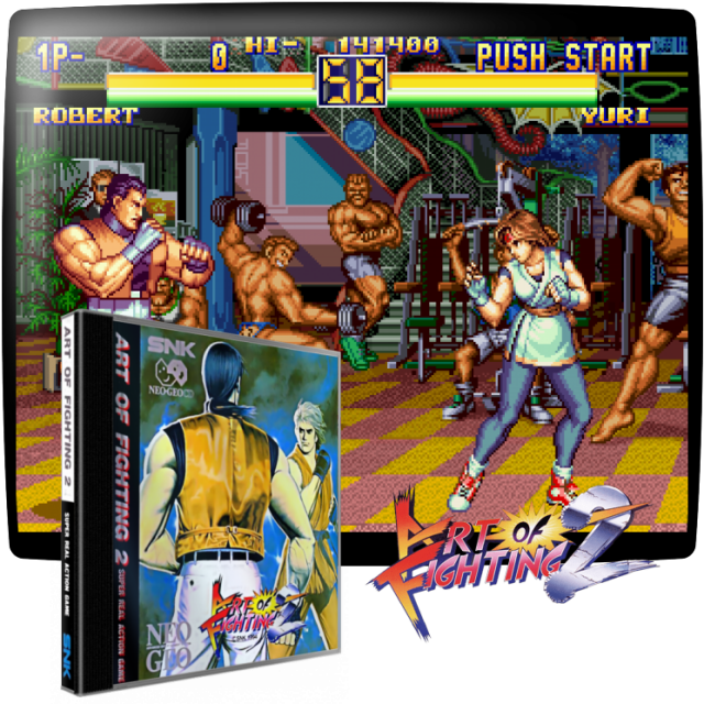Video game screenshot for Art of Fighting 2 - En esta secuela del original Art of Fighting y antes de Fatal Furyl original, nos enteramos de que el Sr. Kárate, el jefe final del juego original, detrás de la máscara, es en realidad Takuma Sakazaki, el padre de Ryo y Yuri, que Takuma estaba siendo utilizado por Geese Howard para sus propias malas intenciones, y que el Sr. Big fue el que originalmente había secuestrado a Yuri.
Muchos de los problemas que existían en el primer juego se han solucionado en esta entrega (es más fácil ejecutar movimientos especiales, ya no tienes que elegir sólo a Ryo o Robert en el modo de 1 jugador, etc.).