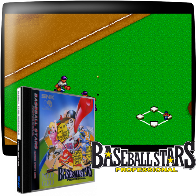 Video game screenshot for Baseball Stars Professional - Baseball Stars Professional es la continuación de Baseball Stars para el Nintendo Entertainment System, y presenta gráficos de estilo cómico. Elige entre una variedad de equipos que incluyen Planetas Celeste, Cuerpos Celestiales, Demonios de las Sombras, Caballeros de Batalla, Superestrellas Fabulosas y muchos otros. Luego selecciona el campo donde se desarrollará el juego: El estadio SNK o la cúpula SNK. Cada campo tiene las mismas dimensiones, pero su capacidad varía. El juego se juega de la misma manera que el béisbol normal. Tiene un modo VS. en el que dos jugadores pueden jugar uno contra el otro.