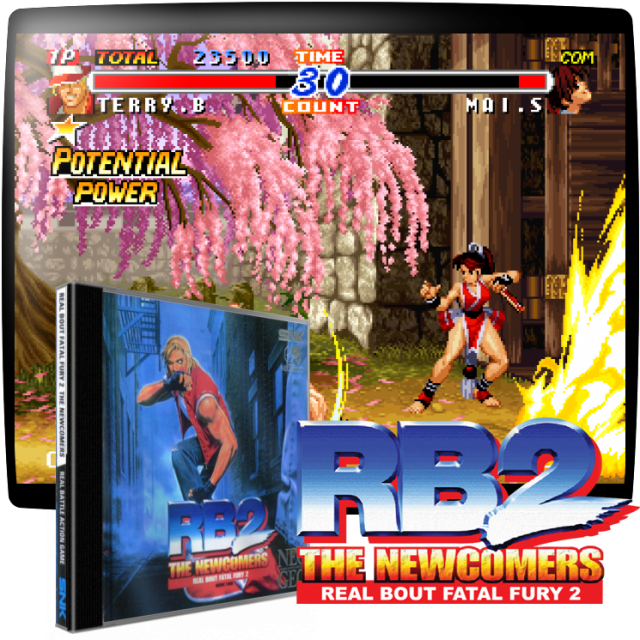 Video game screenshot for Real Bout Fatal Fury 2: The Newcomers - La serie de combates Fatal Fury de SNK llega a su séptimo episodio con muchas "innovaciones" y algunos cambios significativos, empezando por los personajes: los 20 luchadores del juego anterior regresan con nuevas obras de arte y etapas de batalla completamente redibujadas, así como algunos movimientos remodelados (o nuevos).
Pero la principal novedad de este título (y la razón del subtítulo "Los recién llegados") son 2 nuevos personajes que entran en el reparto principal de Furia Fatal: Rick Strowd, un misterioso luchador con un particular estilo de lucha y Li Xiangfei, una joven luchadora de artes marciales china.