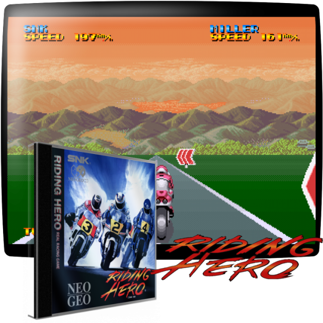 Video game screenshot for Riding Hero - Riding Hero es un juego de carreras de motos con tres modos de juego: Modo W.G.P., modo R.P.G. (Story), y modo Multi-Juego.
En el modo W.G.P., eliges la moto que quieres usar y luego corres hasta diez circuitos mundiales, incluyendo Francia, Alemania, Italia, EE.UU., España, Suecia y más. Corres contra los mejores pilotos. Intenta apuntar a la cima.
El modo R.P.G. es interactivo. Viajas entre lugares, los exploras y hablas con cualquier persona de aquí. Comienzas sin bicicleta, así que debes ir a la tienda de bicicletas y comprar una. Luego, con un poco de ayuda del dueño, puedes correr contra hasta seis oponentes. Cuantas más carreras ganes, más dinero ganarás. Sigue ganando y podrás correr las 8 horas de la Suzuki.